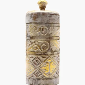 Bali Gold & White Wood Box