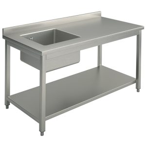 Arbetsbänk med hylla, bakkant och ho till vänster, 700mm djup